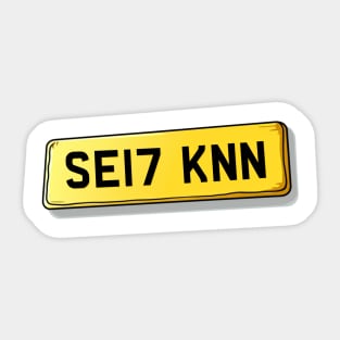 SE17 KNN Kennington Number Plate Sticker